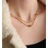 Petit CD Double Necklace   Gold-Finish Metal and White Crystals